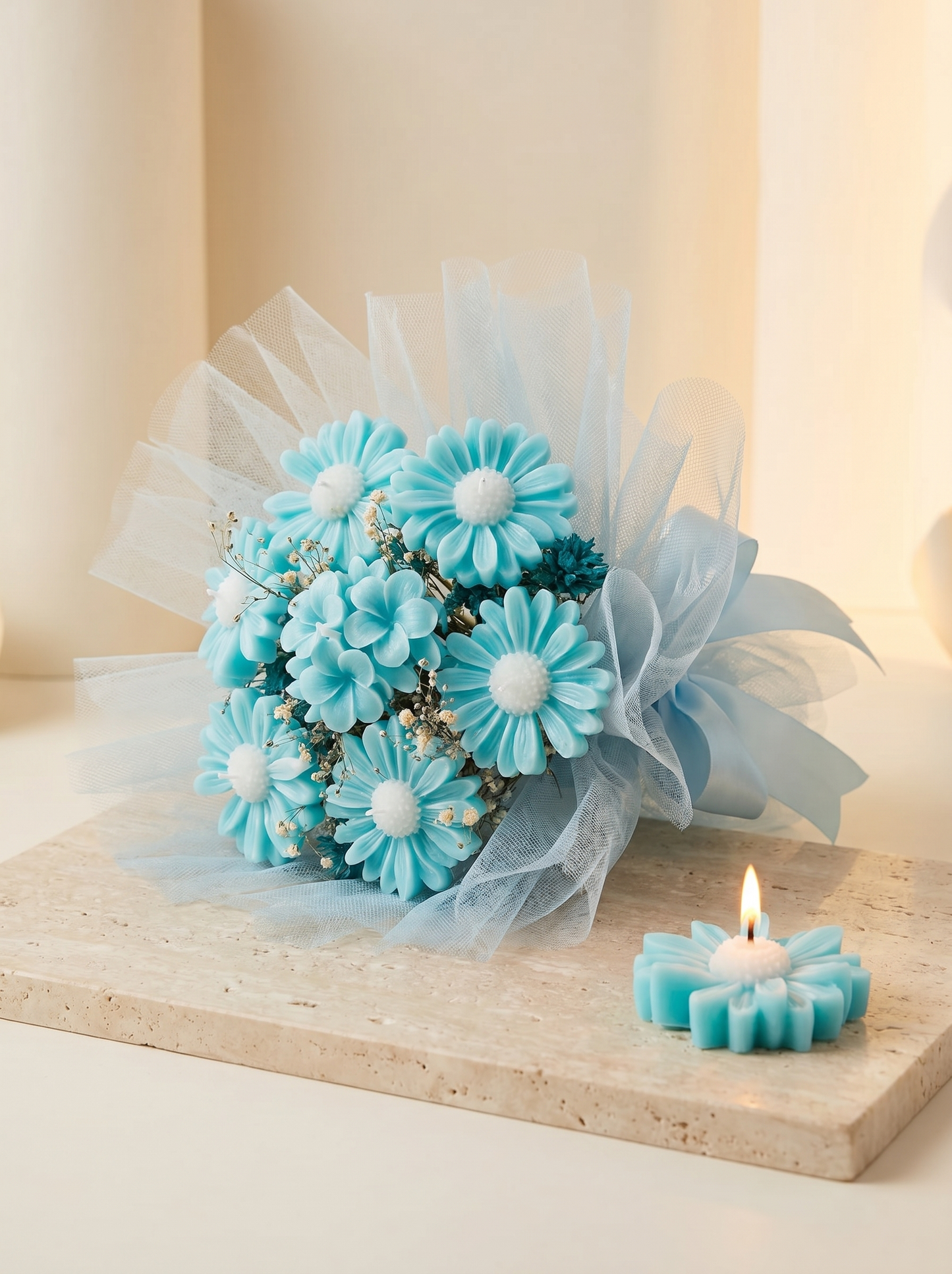 Ramo de Velas Florales LoBella™ – Tulipanes y Margaritas