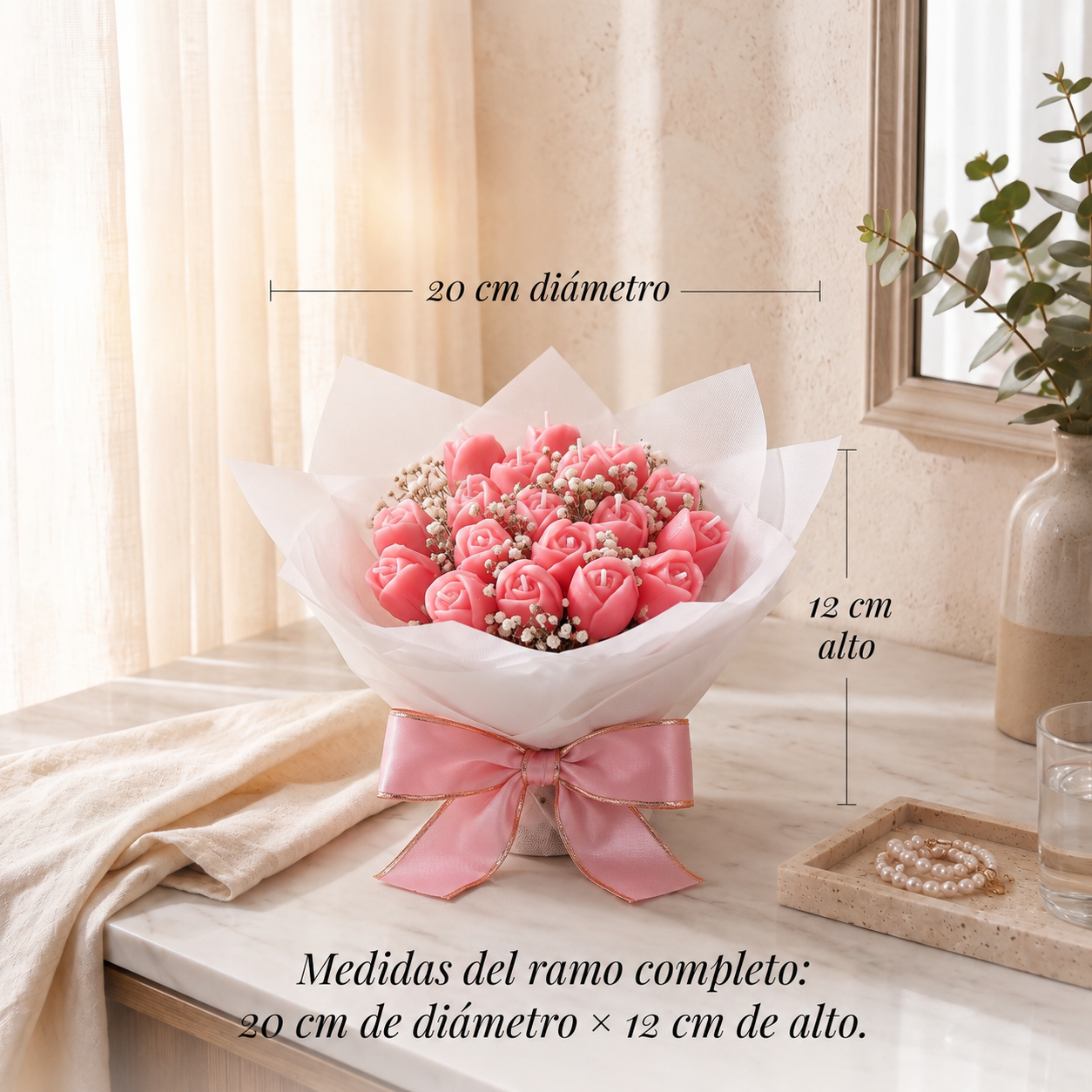 Ramo de Velas Florales LoBella™ – Tulipanes y Margaritas