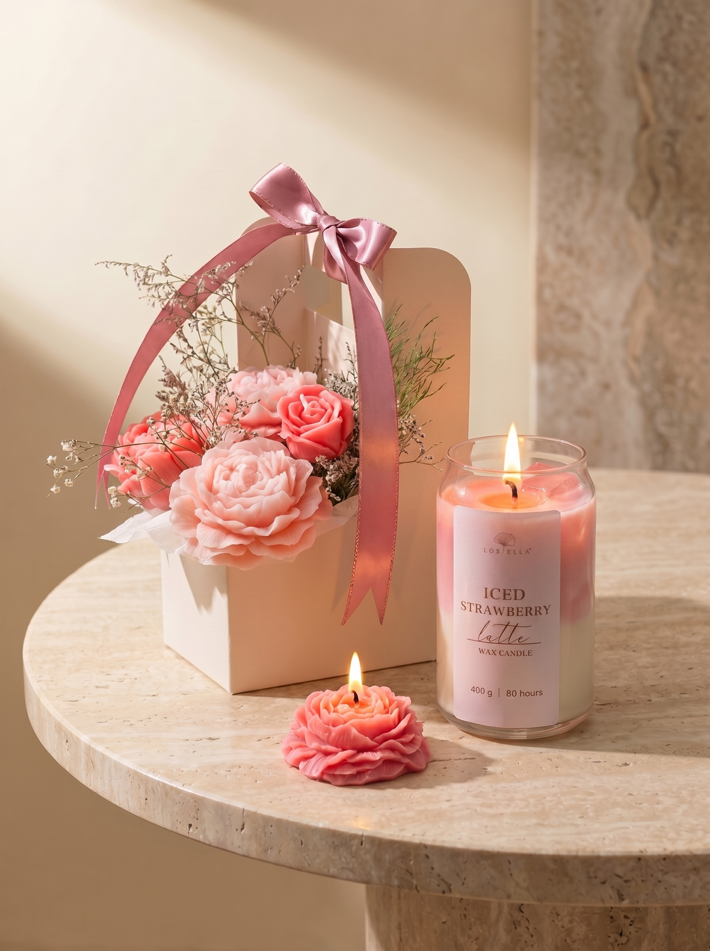 Caja Regalo Floral LoBella™ – Peonías & Latte