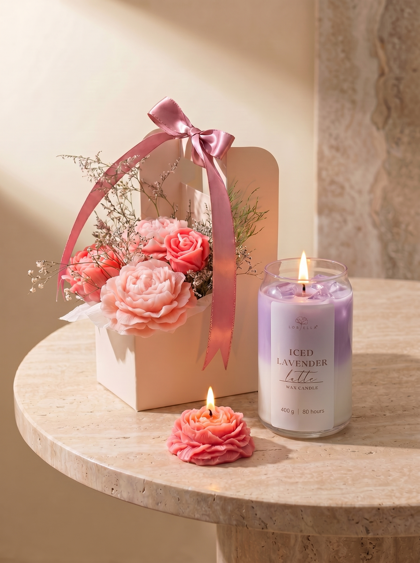 Caja Regalo Floral LoBella™ – Peonías & Latte