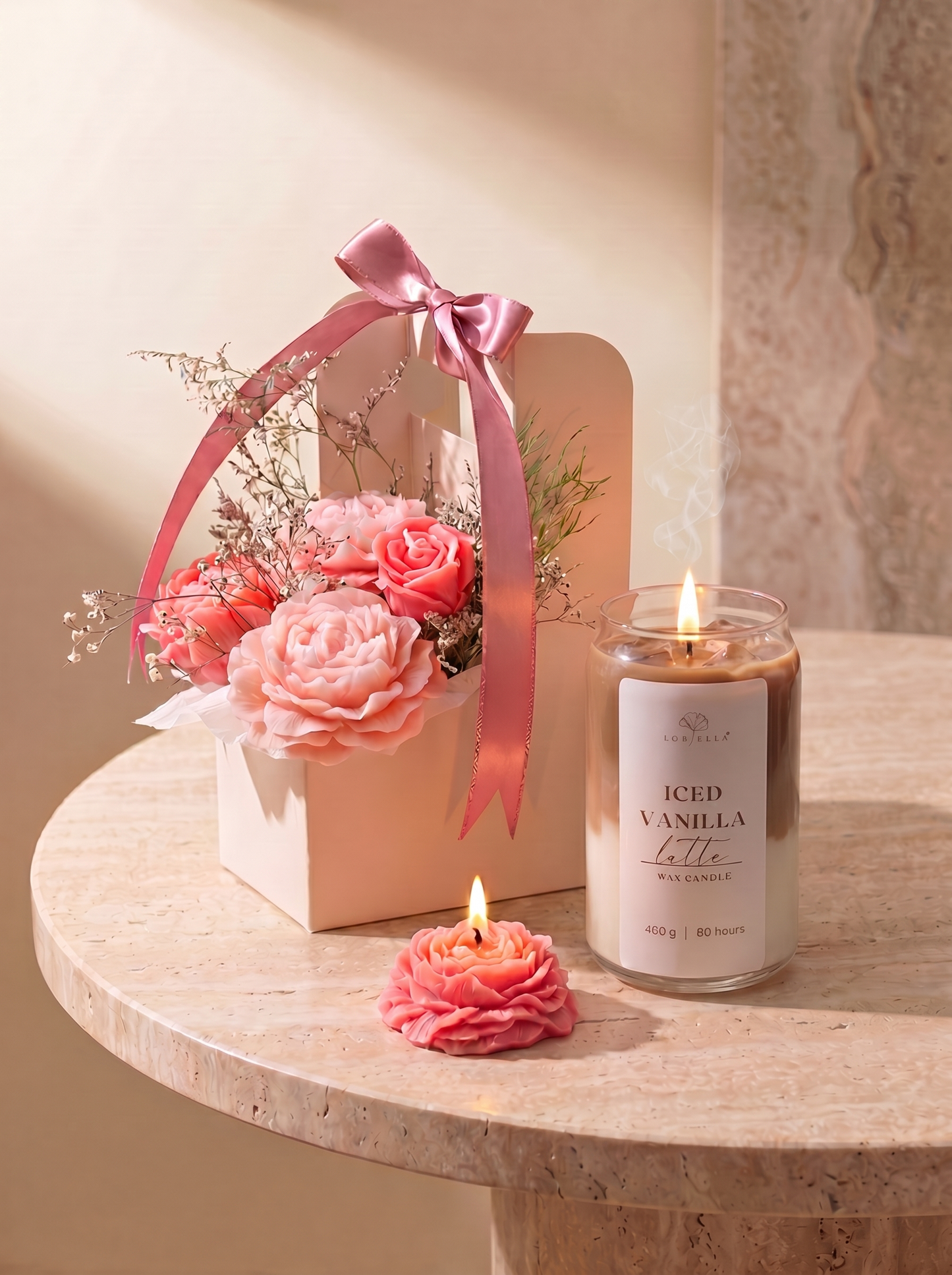 Caja Regalo Floral LoBella™ – Peonías & Latte