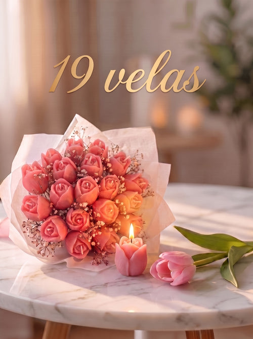 Ramo de Velas Florales LoBella™ – Tulipanes y Margaritas